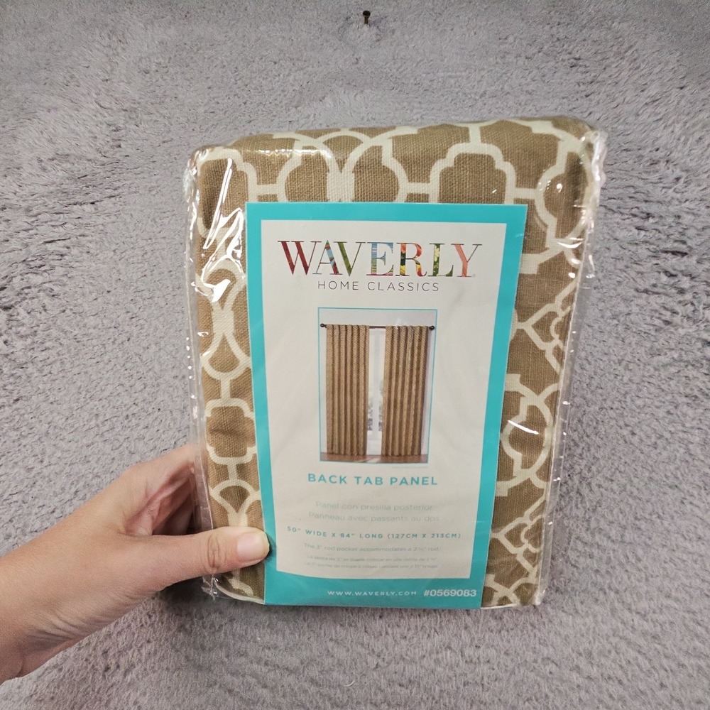 Waverly Curtain Panel 50x84 Tan 100% Cotton Back Tab Lovely Lattice Cafe Waverly